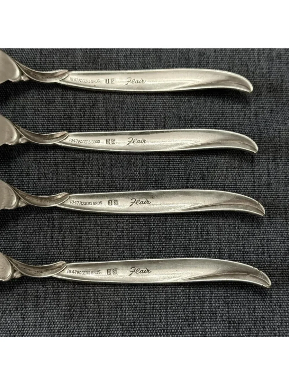 4 International Silver 1847 Rogers Bros FLAIR Silverplate Salad Forks 1956